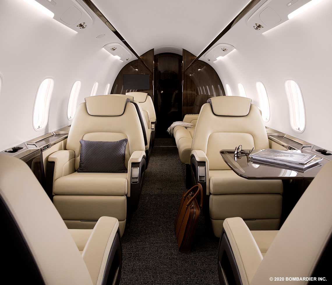 Bombardier Challenger 350 private jet interior