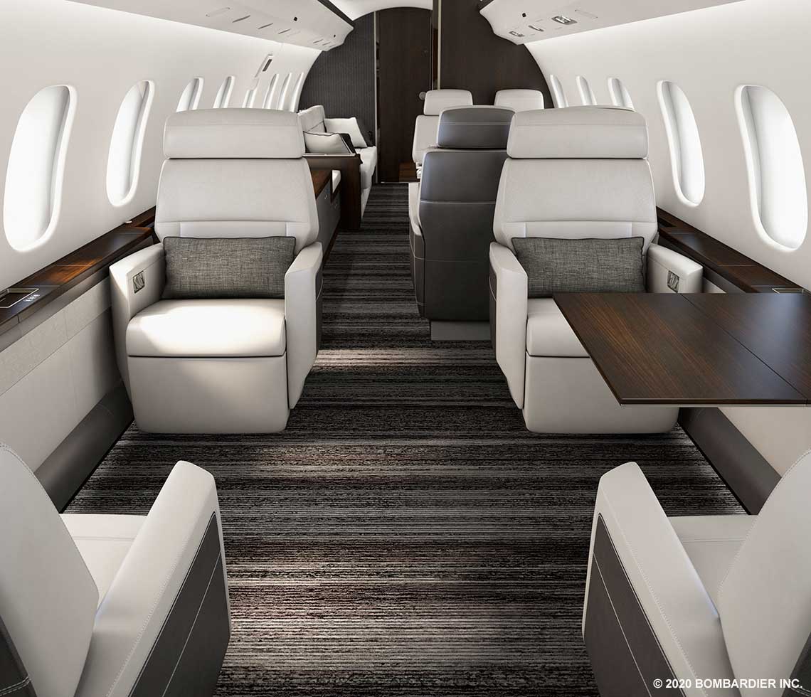 Bombardier Global 6000 private jet interior