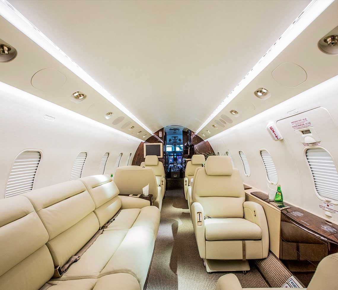Bombardier Challenger 300 private jet interior cabin space