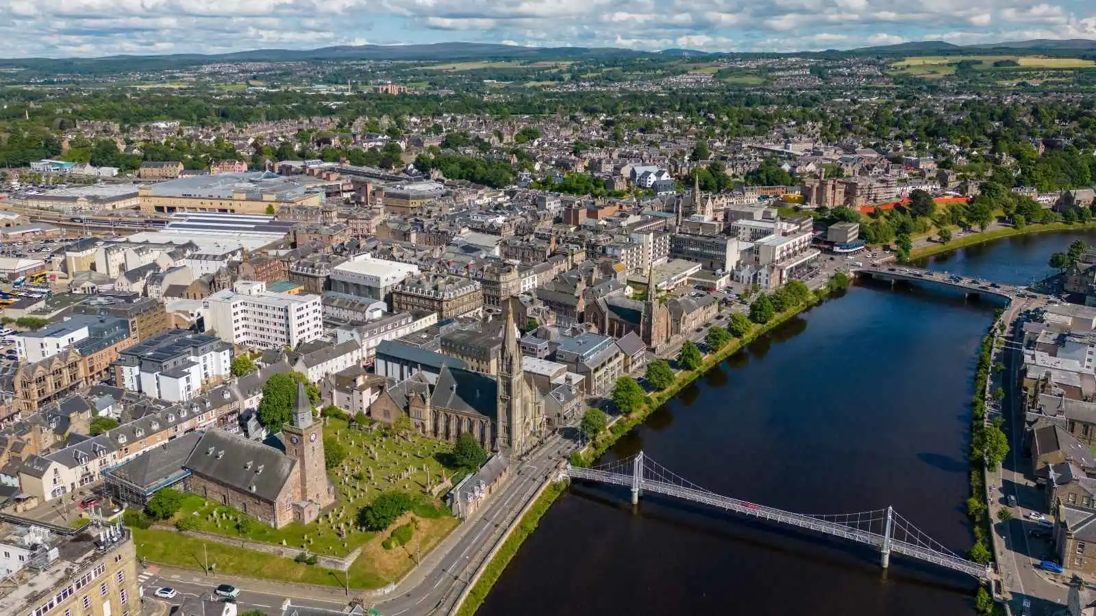 Aerial of Inverness, Eastern Scotland, UK
