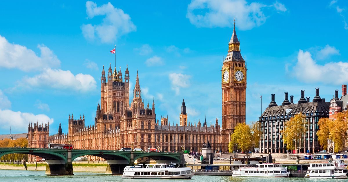 London skyline showing house of parliament and Big ben