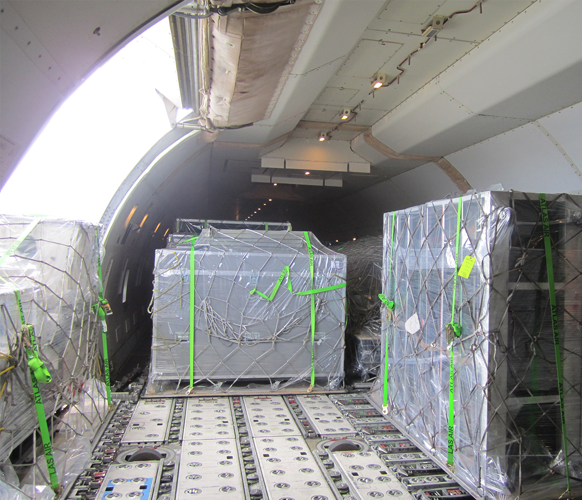 Boeing B747-400F cargo aircraft capacity with freight