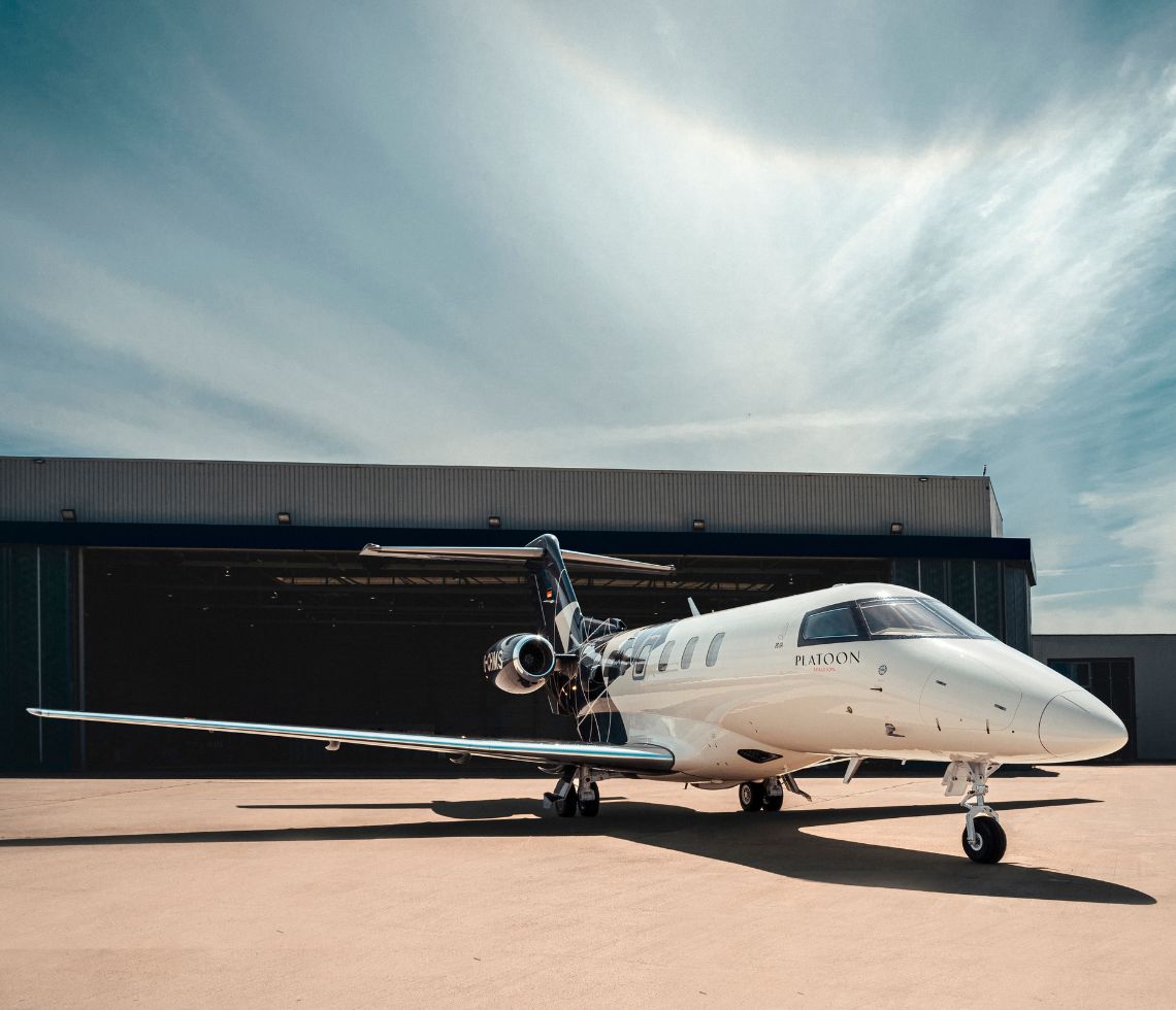 Pilatus PC-24 jet outside hanger